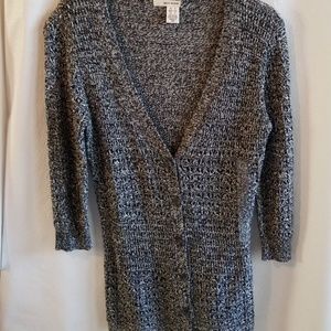 NWOT DKNY Black White Button Down Sweater Sz Small